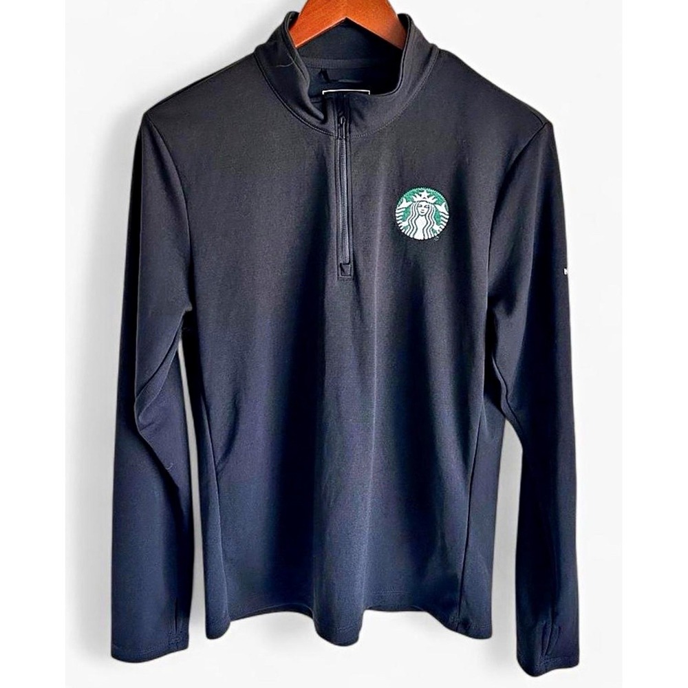 The North Face Women's Black M 1/4 Zip Mock Neck Pullover Starbucks Logo